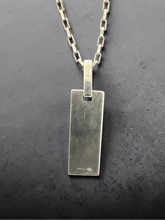 Gucci Sterling Silver 925 G Logo Bar Pendant Necklace - 50cm - Picture 3 of 5